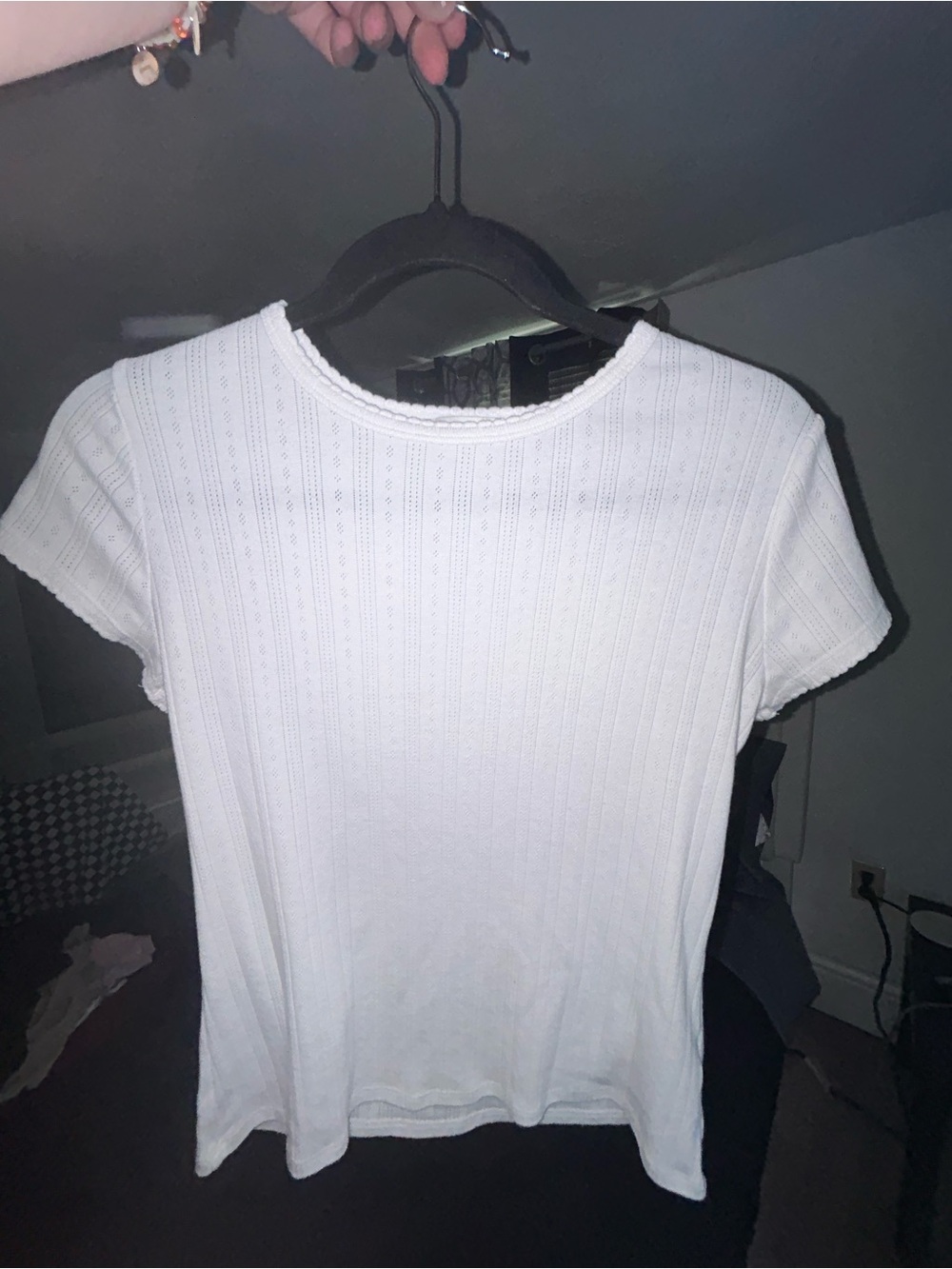 Women’s White Ribbed Short-Sleeve Tee - Classic Everyday Top